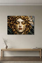 Medusa’nın Altın Bakışı Cam Tablo | Vitraum