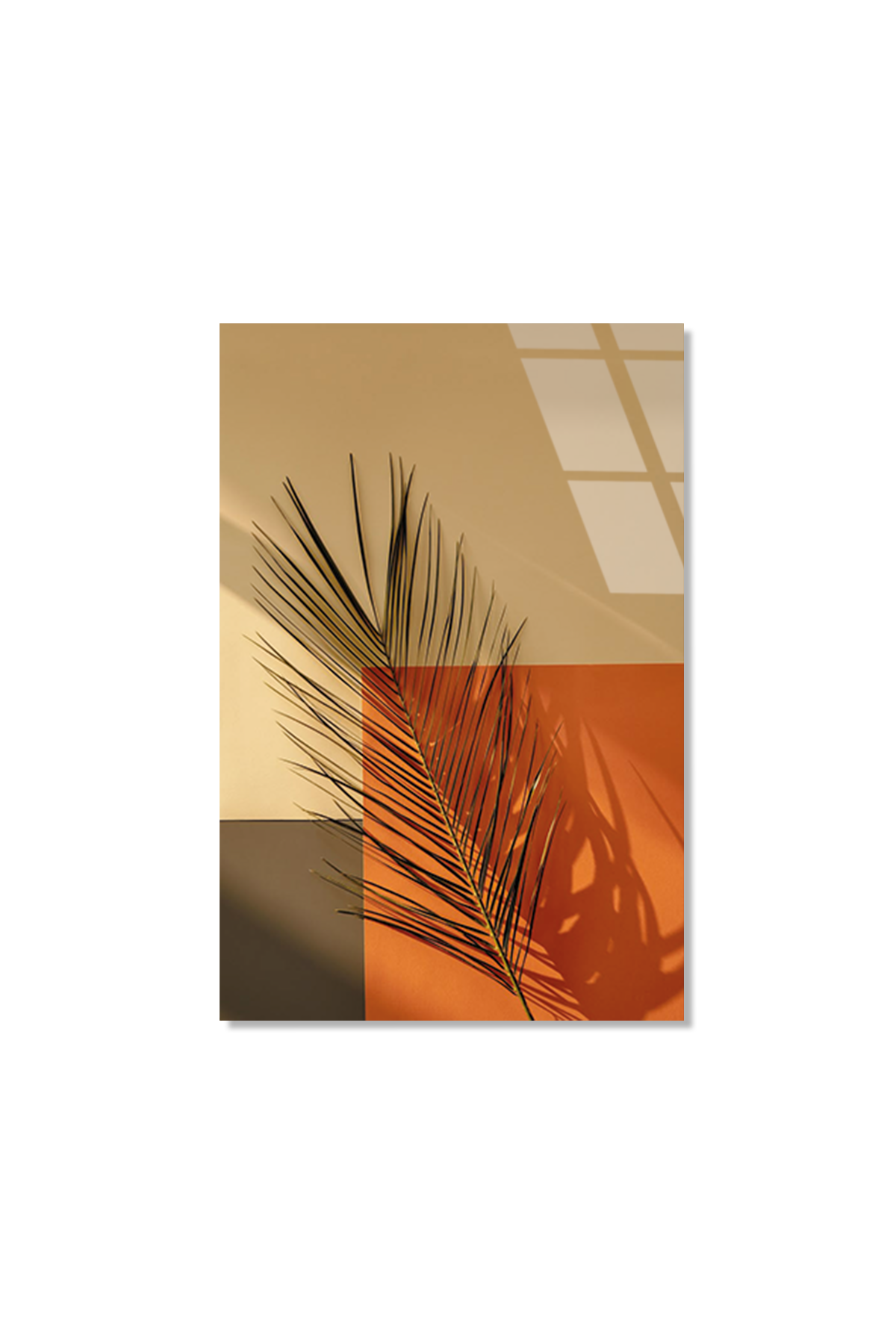 Minimal Kurumuş Palmiye Yaprağı Cam Tablo