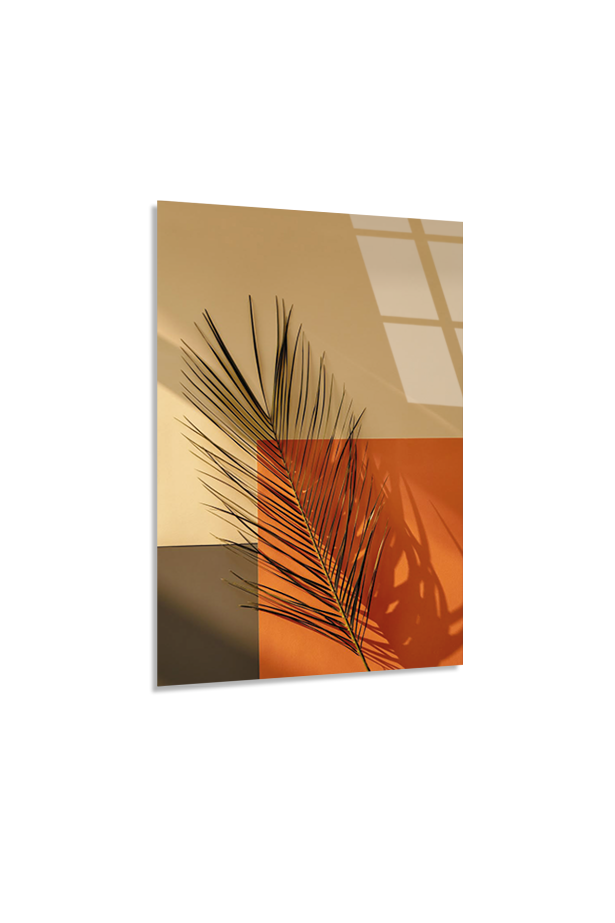 Minimal Kurumuş Palmiye Yaprağı Cam Tablo