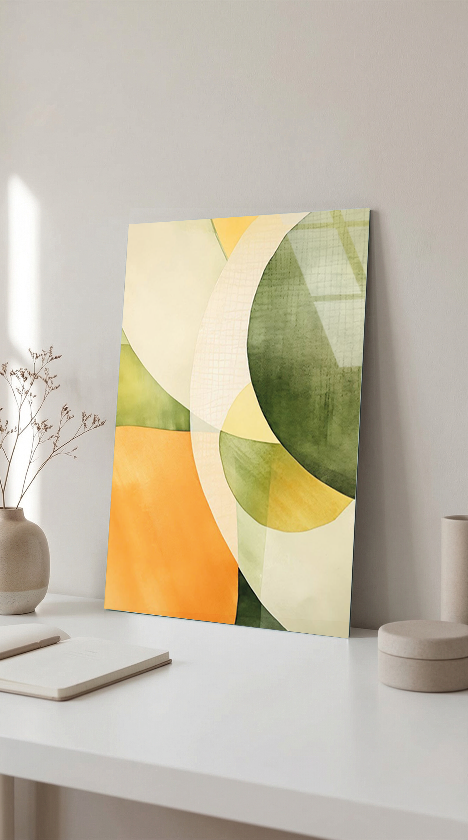 Minimalist Geometrik Soyut Şekiller Cam Tablo