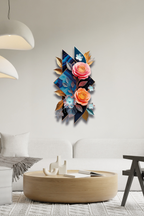 Modern Botanik Güllü ve Geometrik Metal Tablo