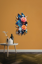 Modern Botanik Güllü ve Geometrik Metal Tablo