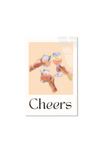 Modern "Cheers" Kadeh İllüstrasyonu Şeftali Tonlu Cam Tablo