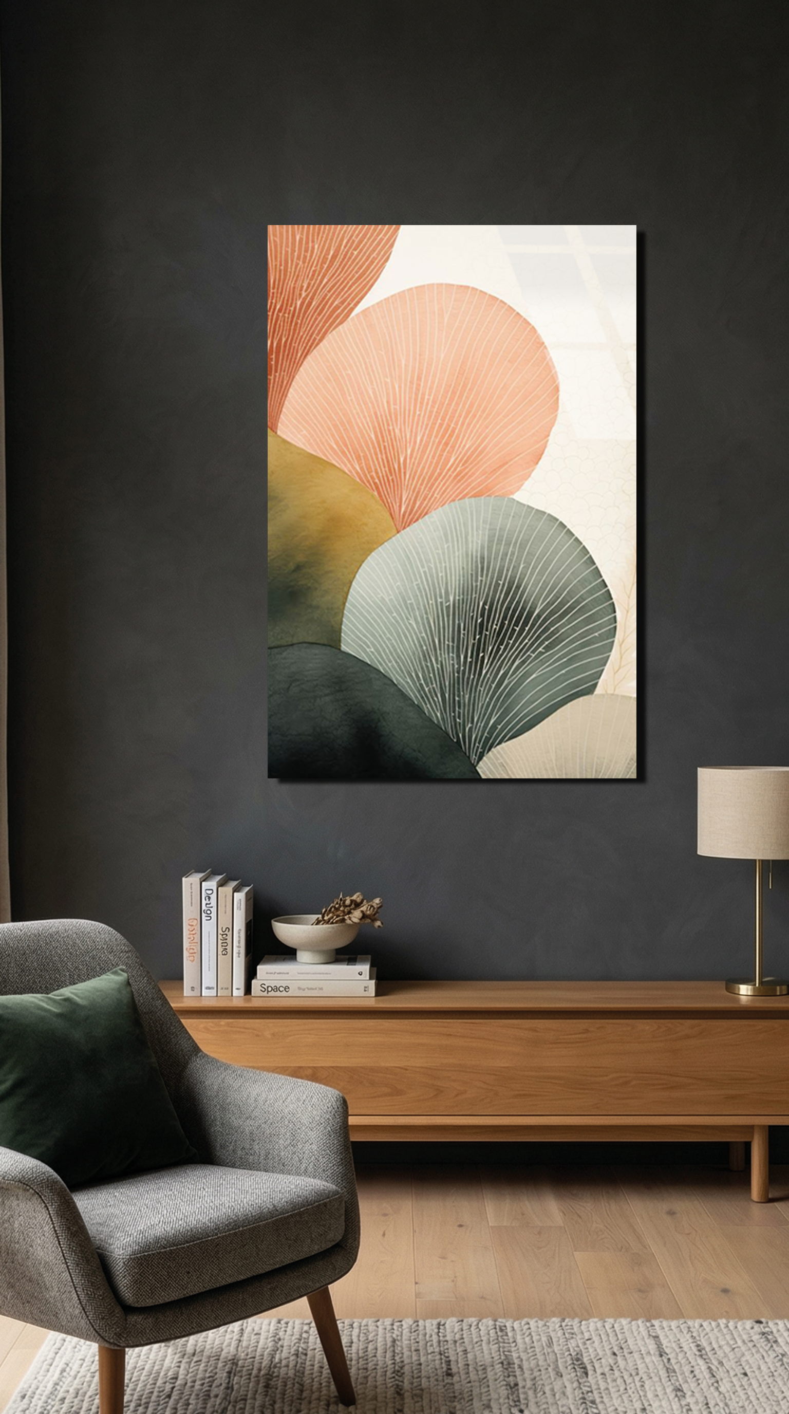 Modern Minimalist Soyut Şekiller Duvar Kağıdı Cam Tablo