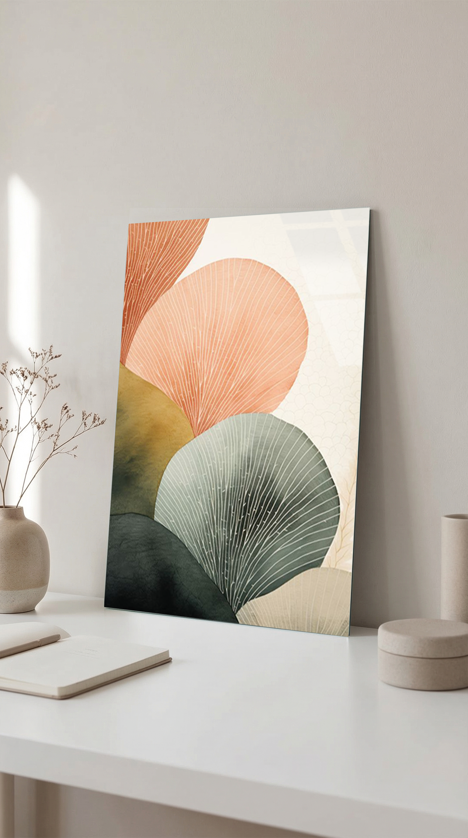 Modern Minimalist Soyut Şekiller Duvar Kağıdı Cam Tablo