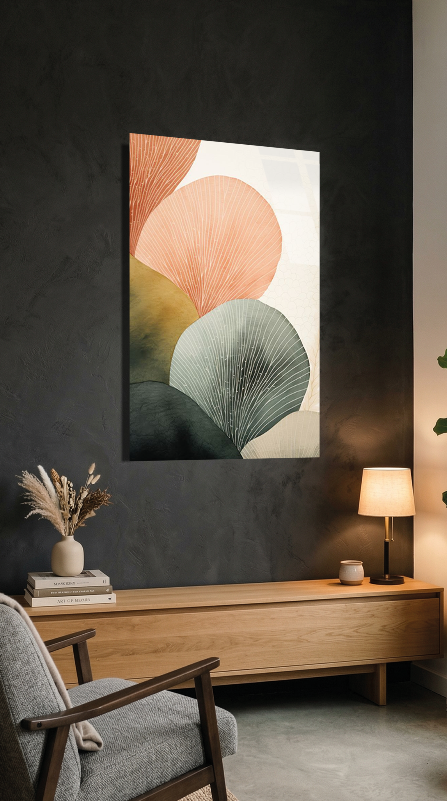 Modern Minimalist Soyut Şekiller Duvar Kağıdı Cam Tablo