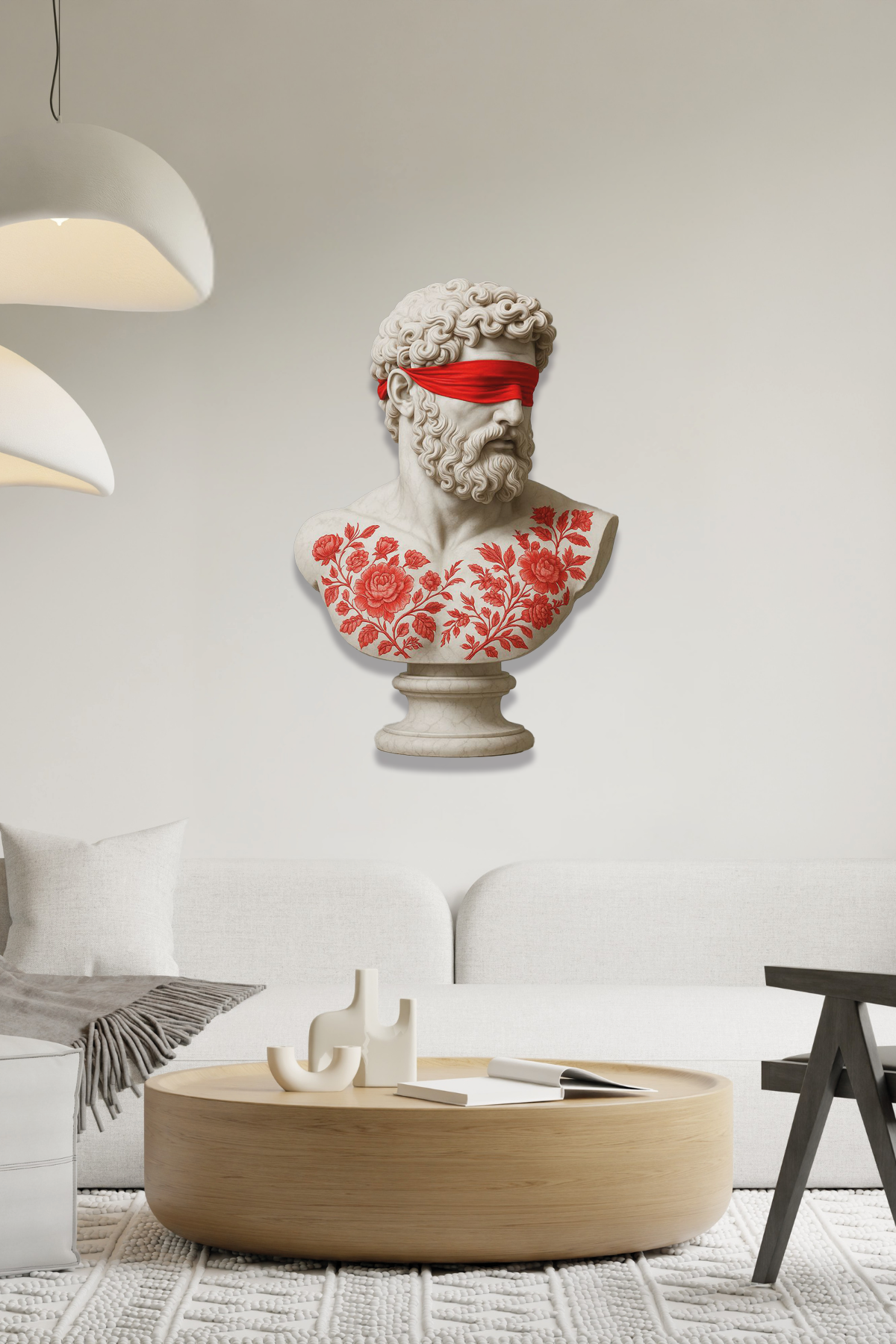 Modern Sanat Heykel Figurlu Çiçek Dovmeli Metal Tablo