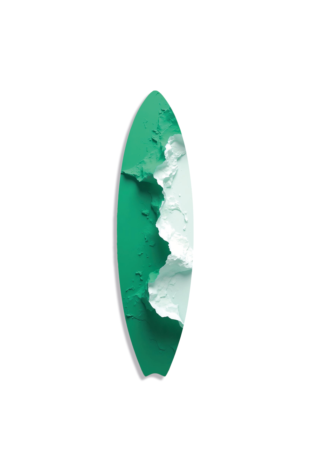 Modern Soyut Kabartma Gorunumlu Yesil Beyaz Sörf Tahtası Metal Tablo