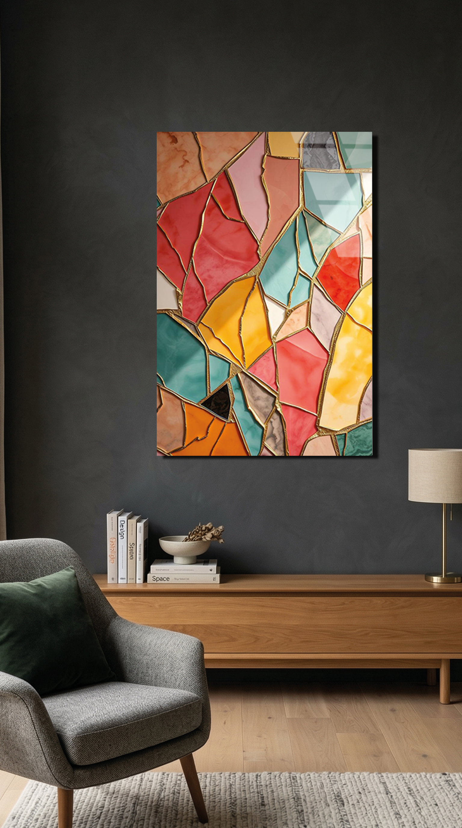 Modern Vitray Desenli Renkli Cam Tablo | Vitraum