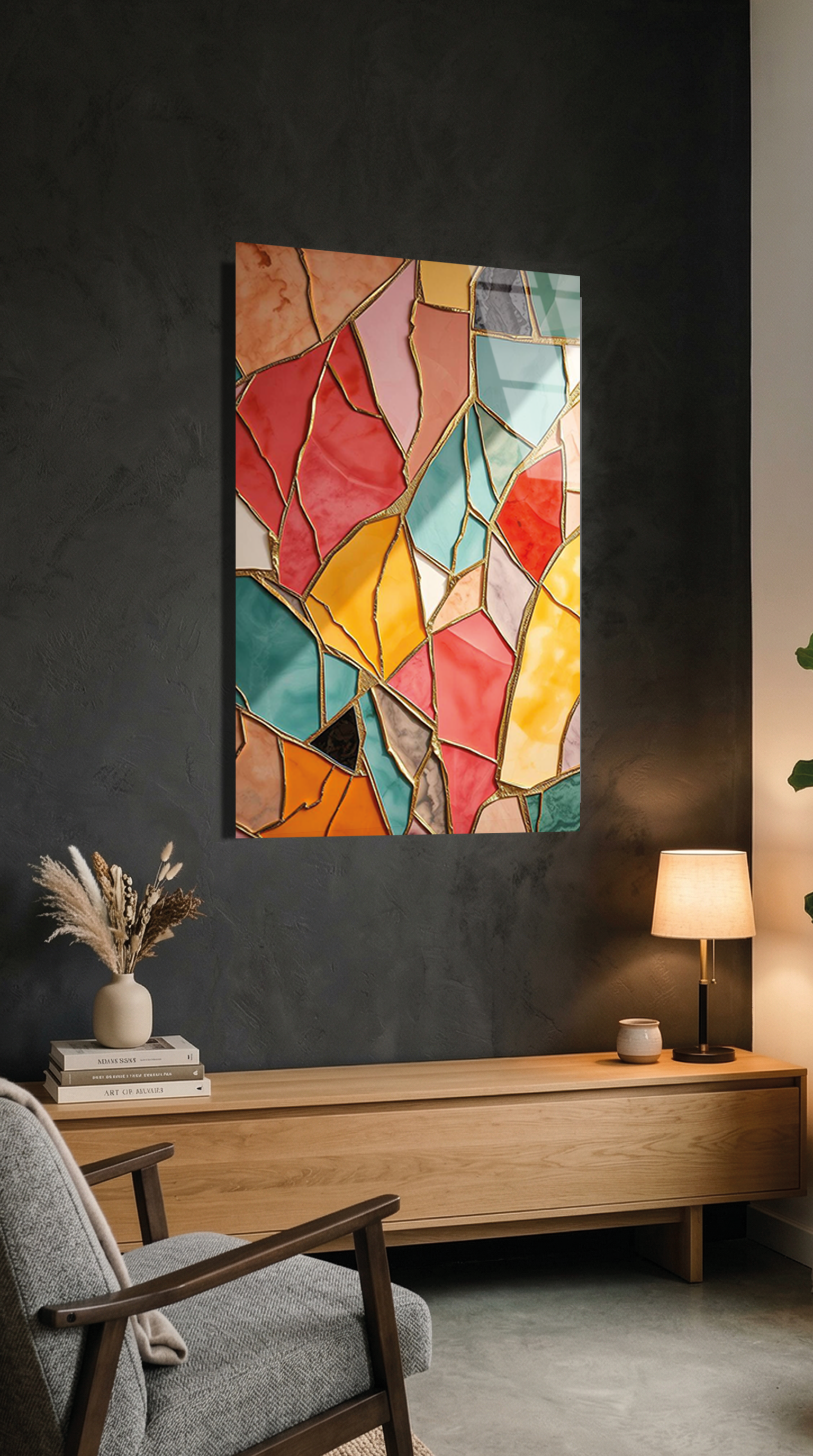 Modern Vitray Desenli Renkli Cam Tablo | Vitraum