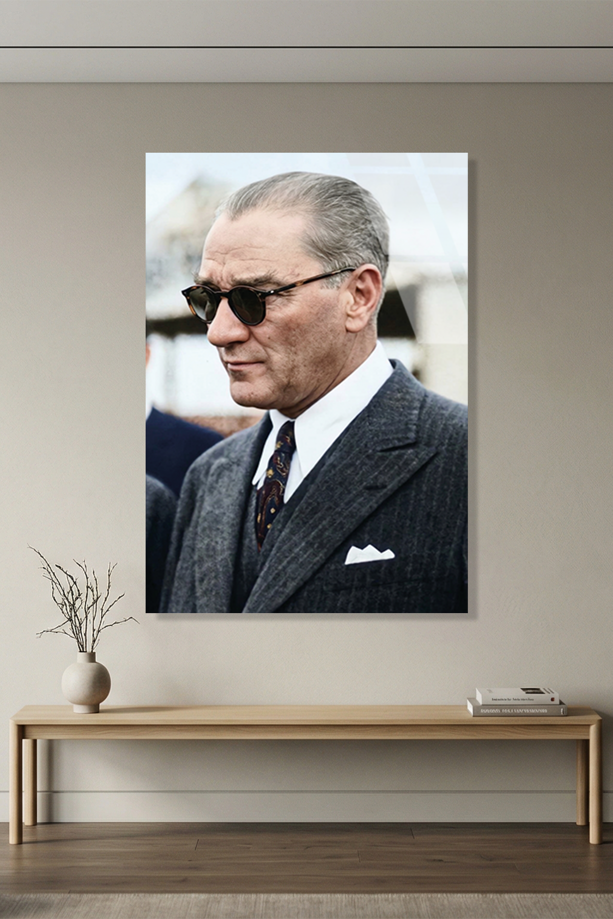 Mustafa Kemal Atatürk Karizmatik Portre Cam Tablo