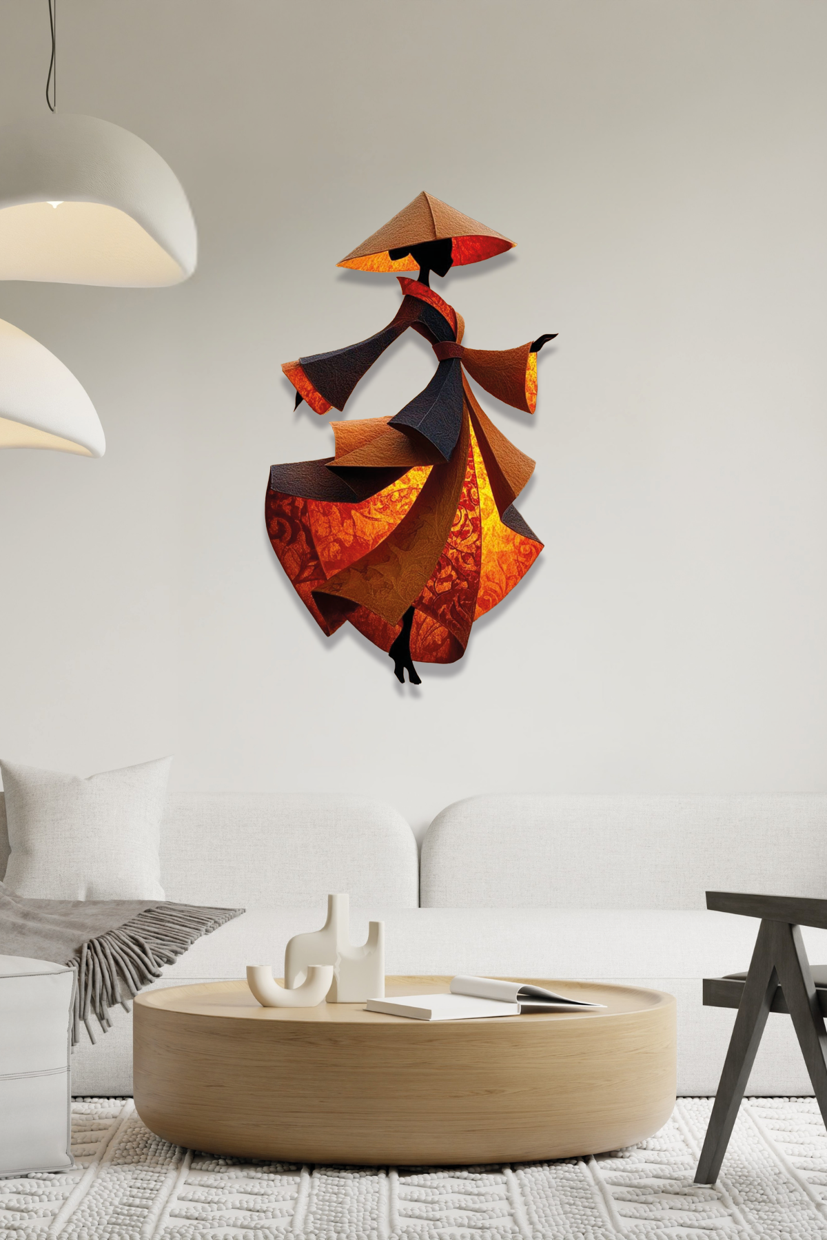 Otantik Kimono Giymiş Asyalı Kadın Metal Tablo
