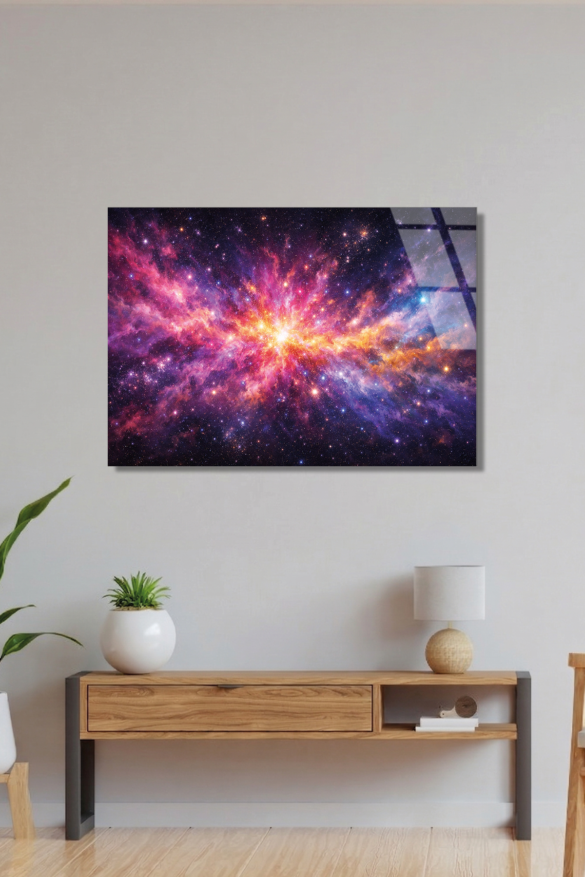 Parlak Yıldızlar ve Nebula Cam Tablo | Vitraum