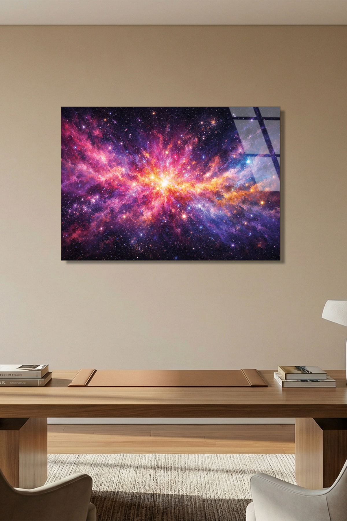 Parlak Yıldızlar ve Nebula Cam Tablo | Vitraum