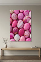 Pastel Pembe ve Mor Doğal Akik Taşı Dokulu Cam Tablo
