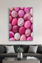 Pastel Pembe ve Mor Doğal Akik Taşı Dokulu Cam Tablo