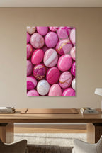 Pastel Pembe ve Mor Doğal Akik Taşı Dokulu Cam Tablo