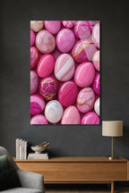 Pastel Pembe ve Mor Doğal Akik Taşı Dokulu Cam Tablo
