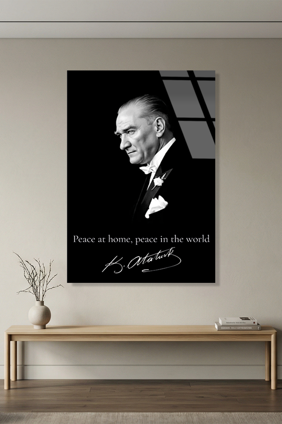 Peace at Home Peace in the World Atatürk Cam Tablo | Vitraum
