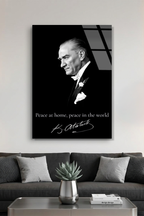 Peace at Home Peace in the World Atatürk Cam Tablo | Vitraum