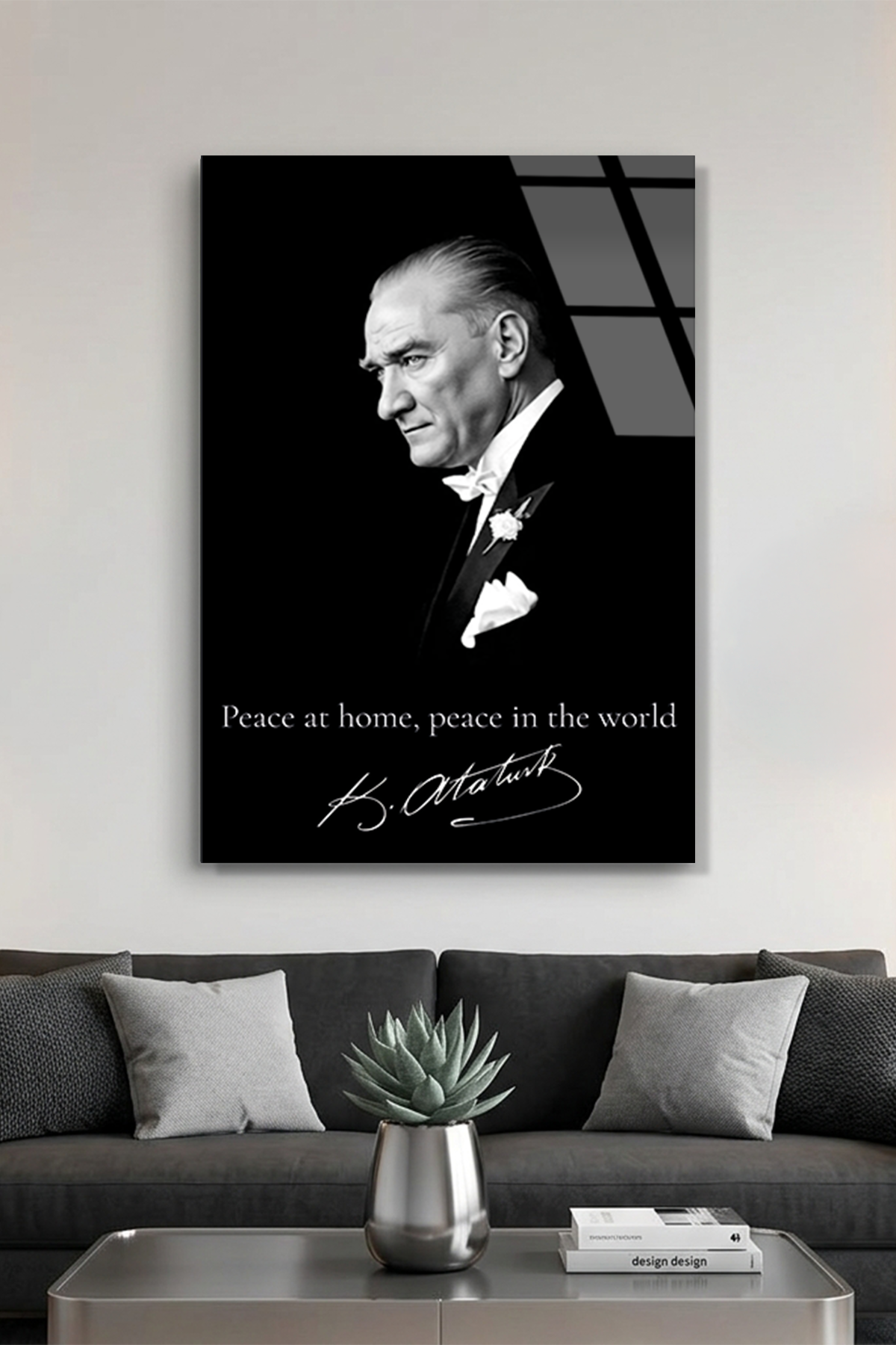 Peace at Home Peace in the World Atatürk Cam Tablo | Vitraum