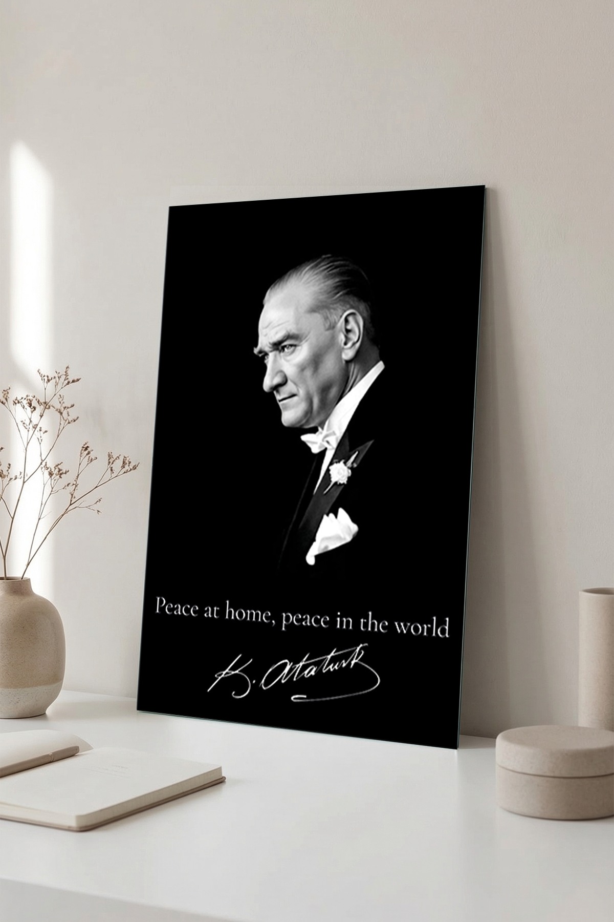 Peace at Home Peace in the World Atatürk Cam Tablo | Vitraum