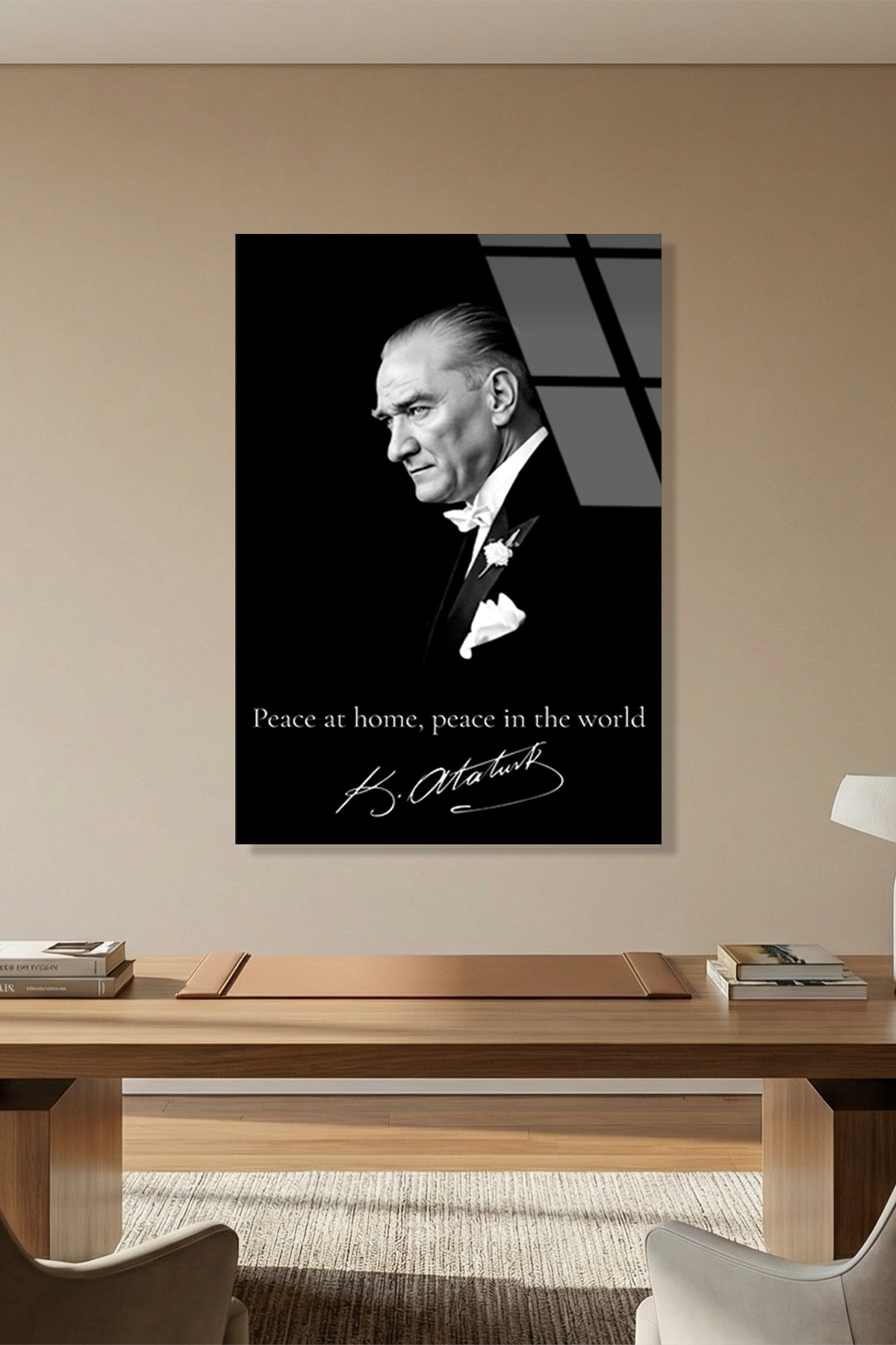 Peace at Home Peace in the World Atatürk Cam Tablo | Vitraum