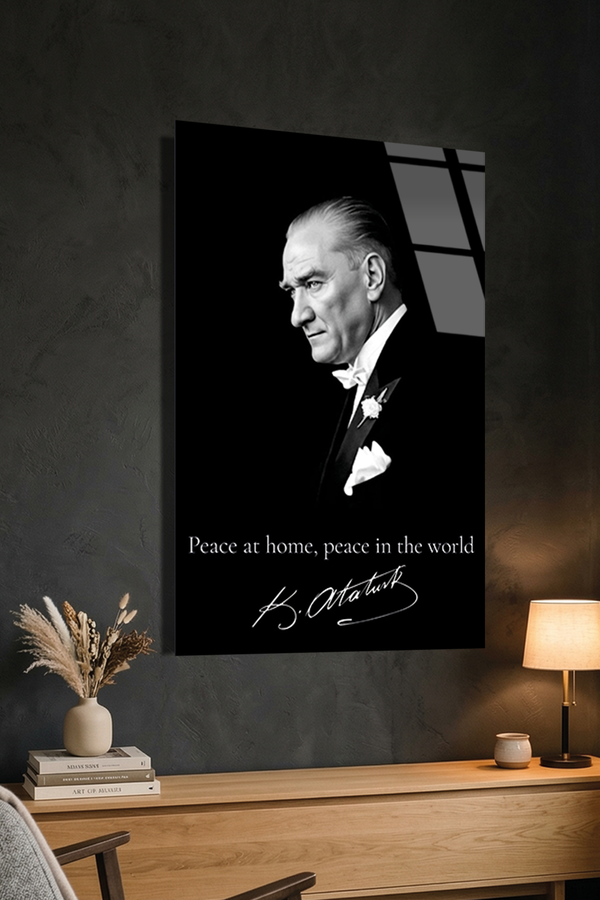 Peace at Home Peace in the World Atatürk Cam Tablo | Vitraum