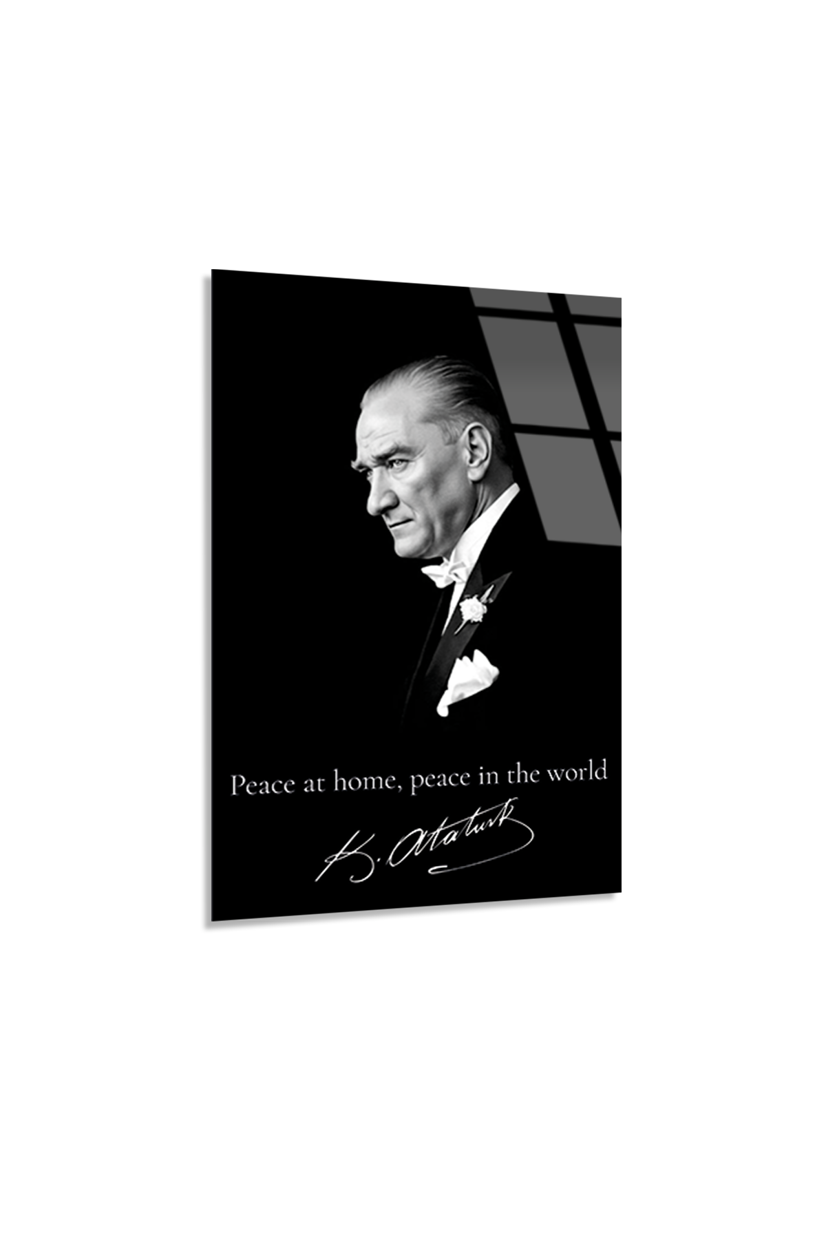 Peace at Home Peace in the World Atatürk Cam Tablo | Vitraum