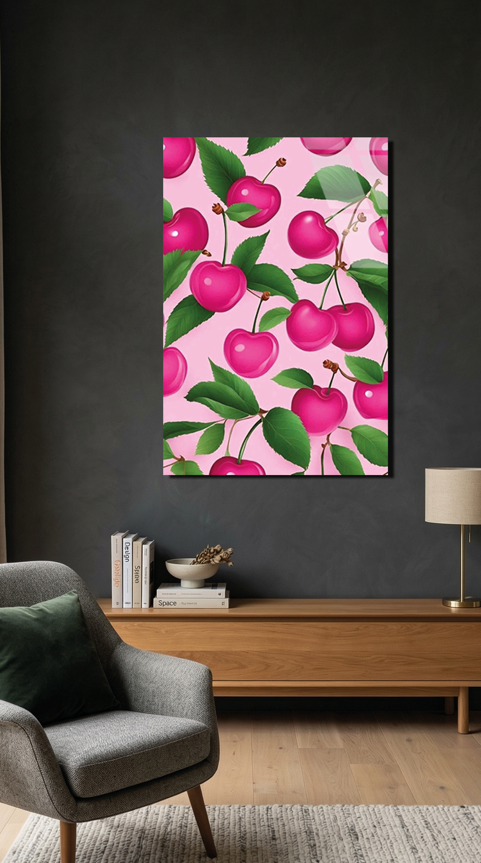 Pembe Çiçekli Dallar Bahar Temalı Cam Tablo | Vitraum