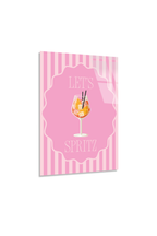 Pembe Çizgili "Let's Spritz" Kokteyl Temalı Cam Tablo