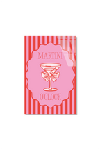 Pembe Çizgili "Martini O'Clock" Kokteyl Cam Tablo