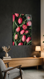 Pembe Laleler Bahar Temalı Cam Tablo | Vitraum