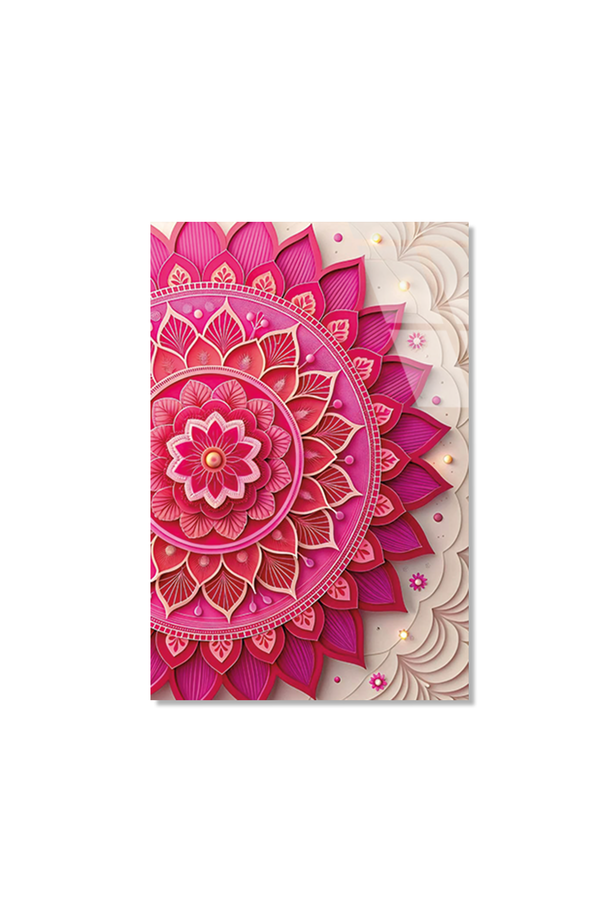 Pembe Minimalist Mandala Deseni Cam Tablo