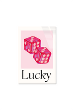 Pembe Şans Zarları "Lucky" Görselli Cam Tablo