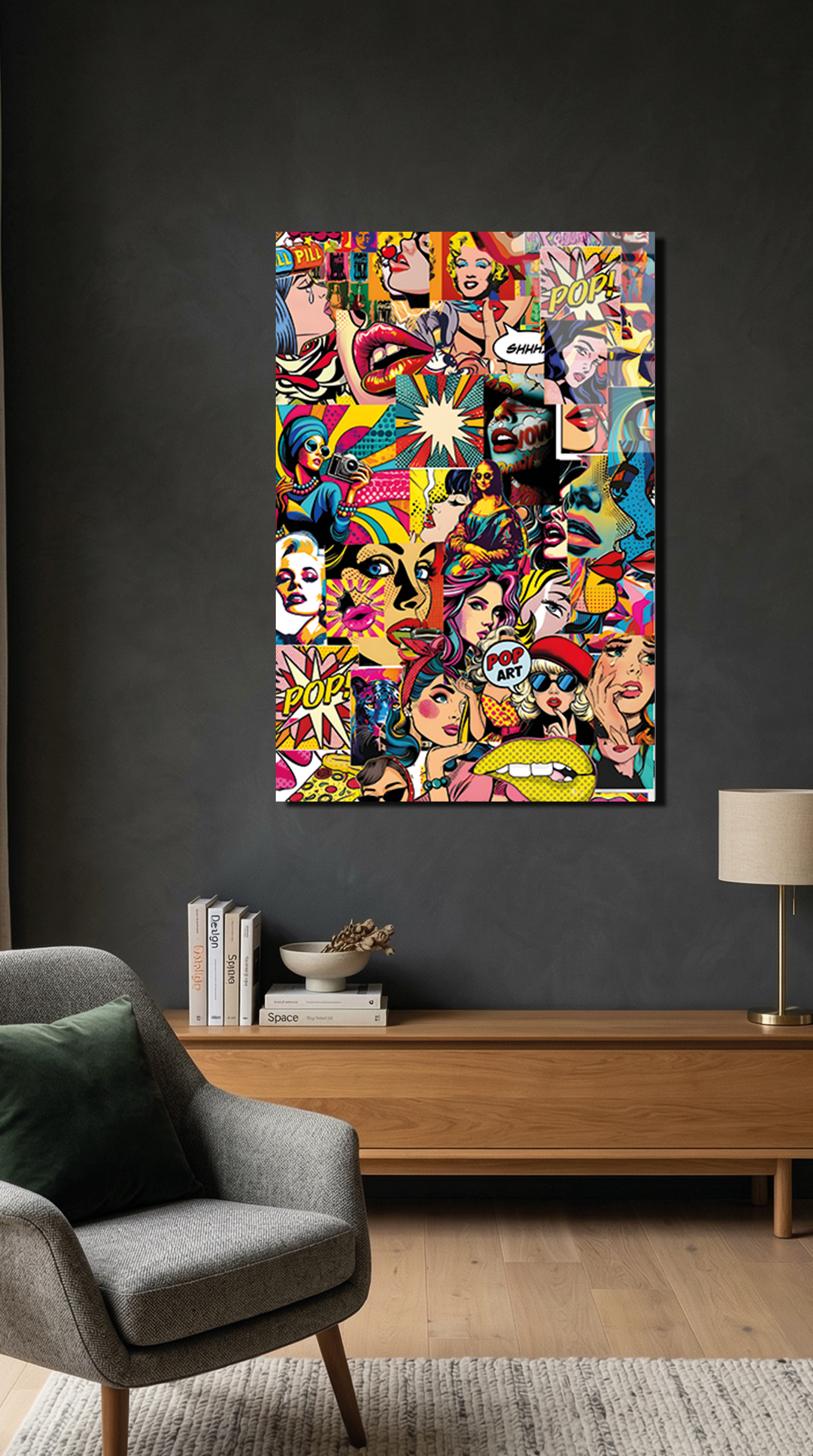 Pop Art Kolaj Cam Tablo | Vitraum