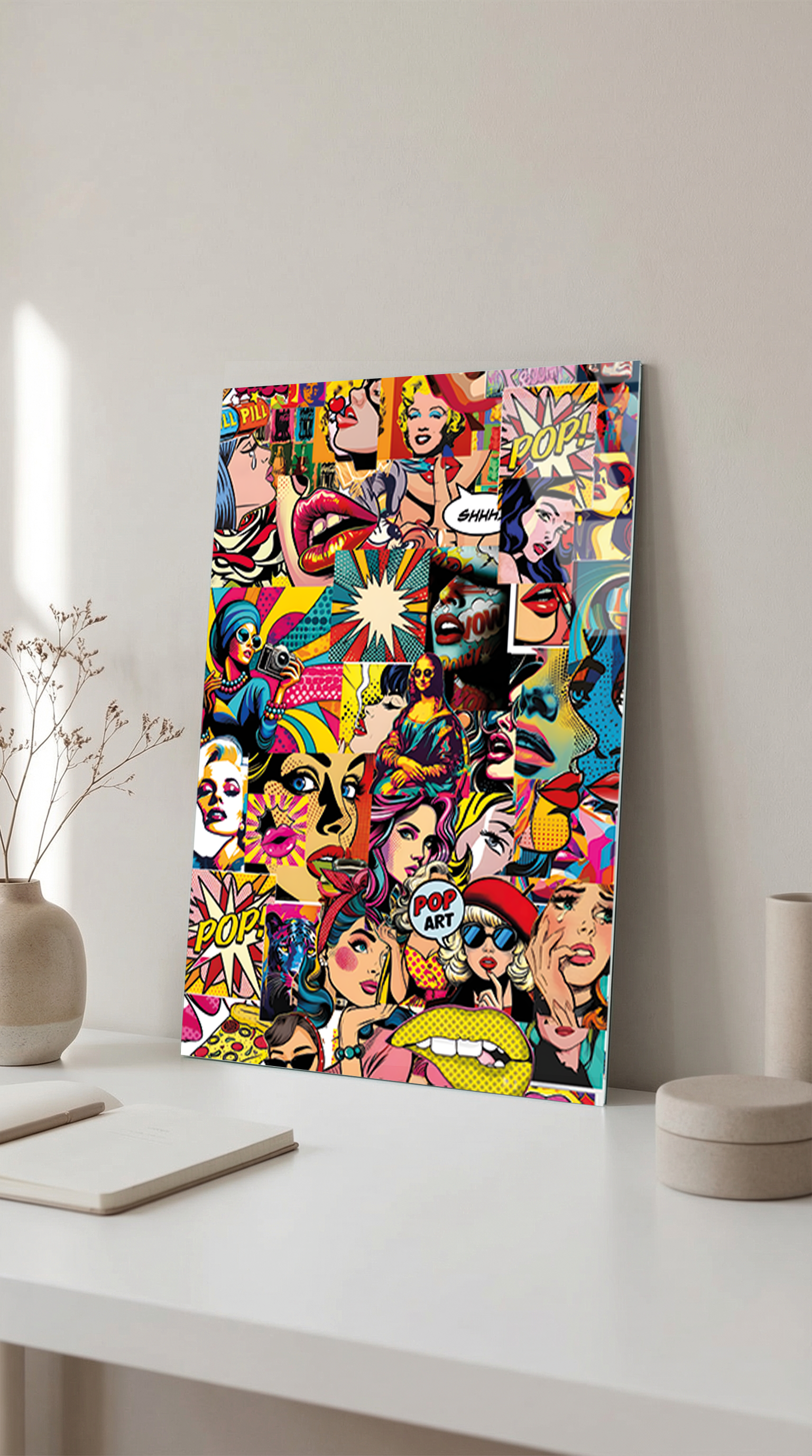 Pop Art Kolaj Cam Tablo | Vitraum