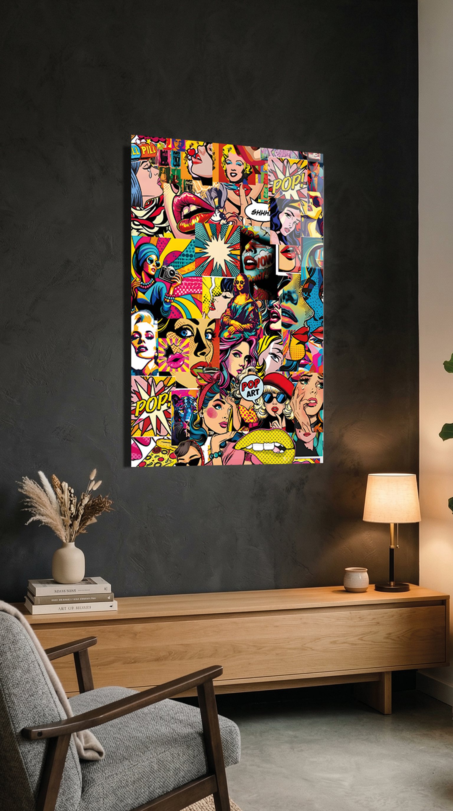 Pop Art Kolaj Cam Tablo | Vitraum