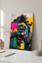 Renklerin Kralı Aslan Cam Tablo | Vitraum