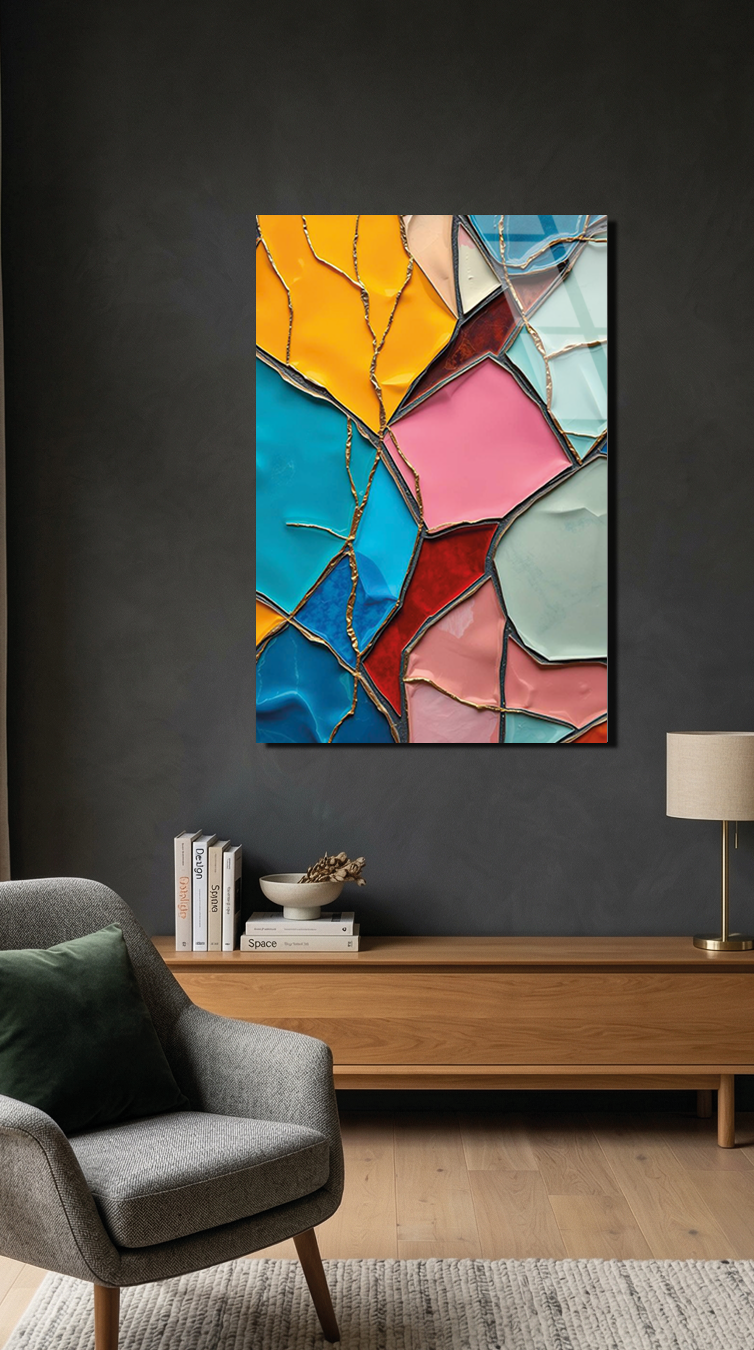 Renkli Cam Mozaik Vitray Soyut Sanat Cam Tablo | Vitraum