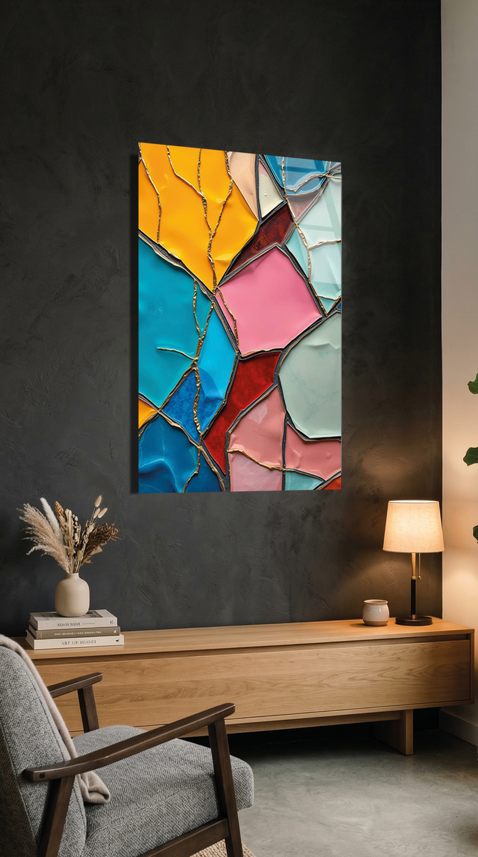 Renkli Cam Mozaik Vitray Soyut Sanat Cam Tablo | Vitraum