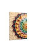 Renkli Geometrik Mandala Çizimi Cam Tablo | Vitraum