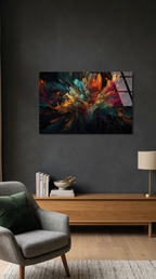 Renkli Soyut Tuy ve Akışkan Desenli Modern Sanat Cam Tablo | Vitraum