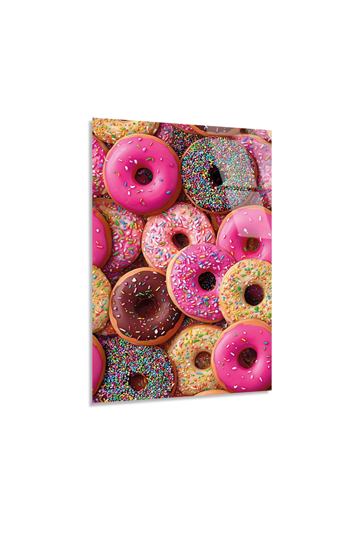 Renkli ve Çikolatalı Tatlı Donut Desenli Mutfak Cam Tablo