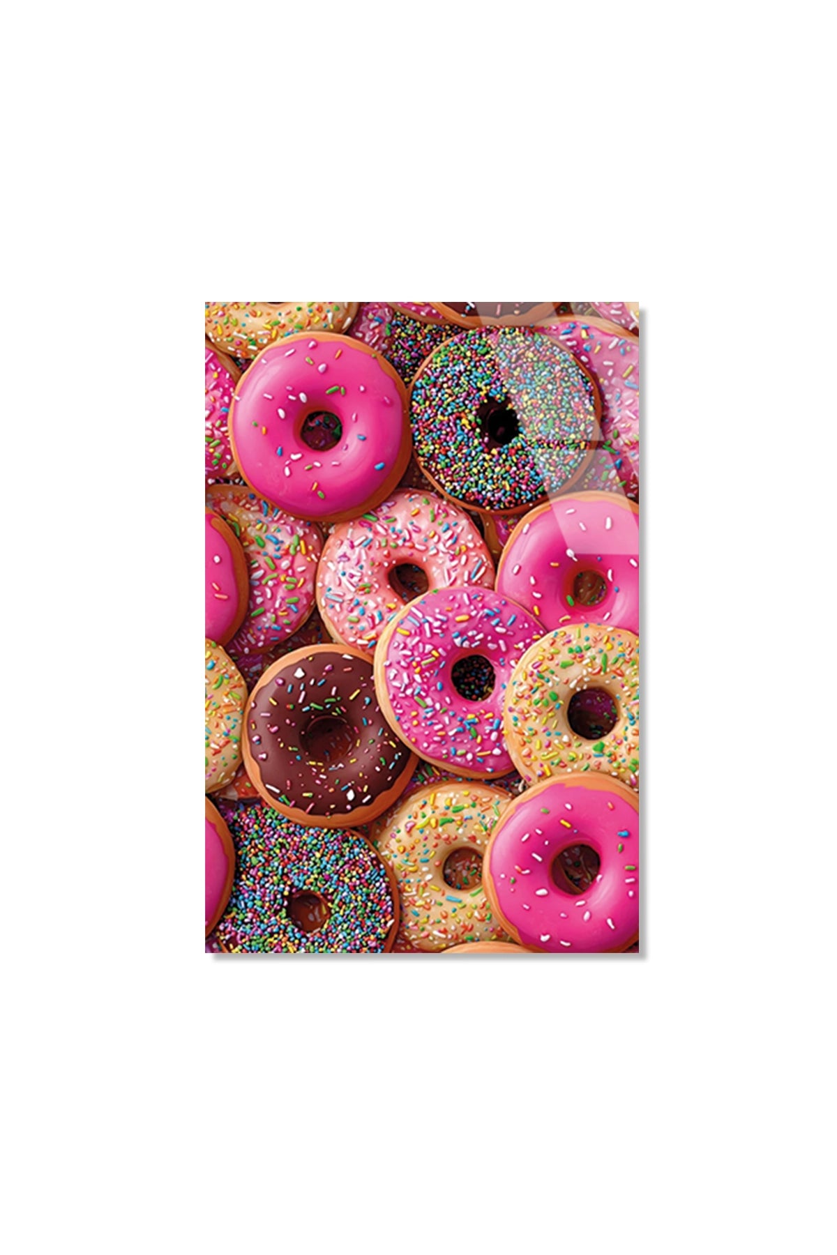 Renkli ve Çikolatalı Tatlı Donut Desenli Mutfak Cam Tablo