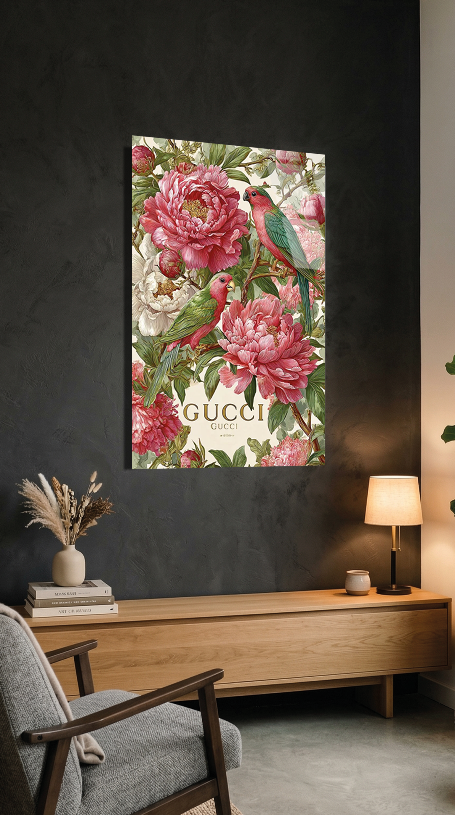 Romantik Pembe Gül Buketi Vintage Cam Tablo | Vitraum