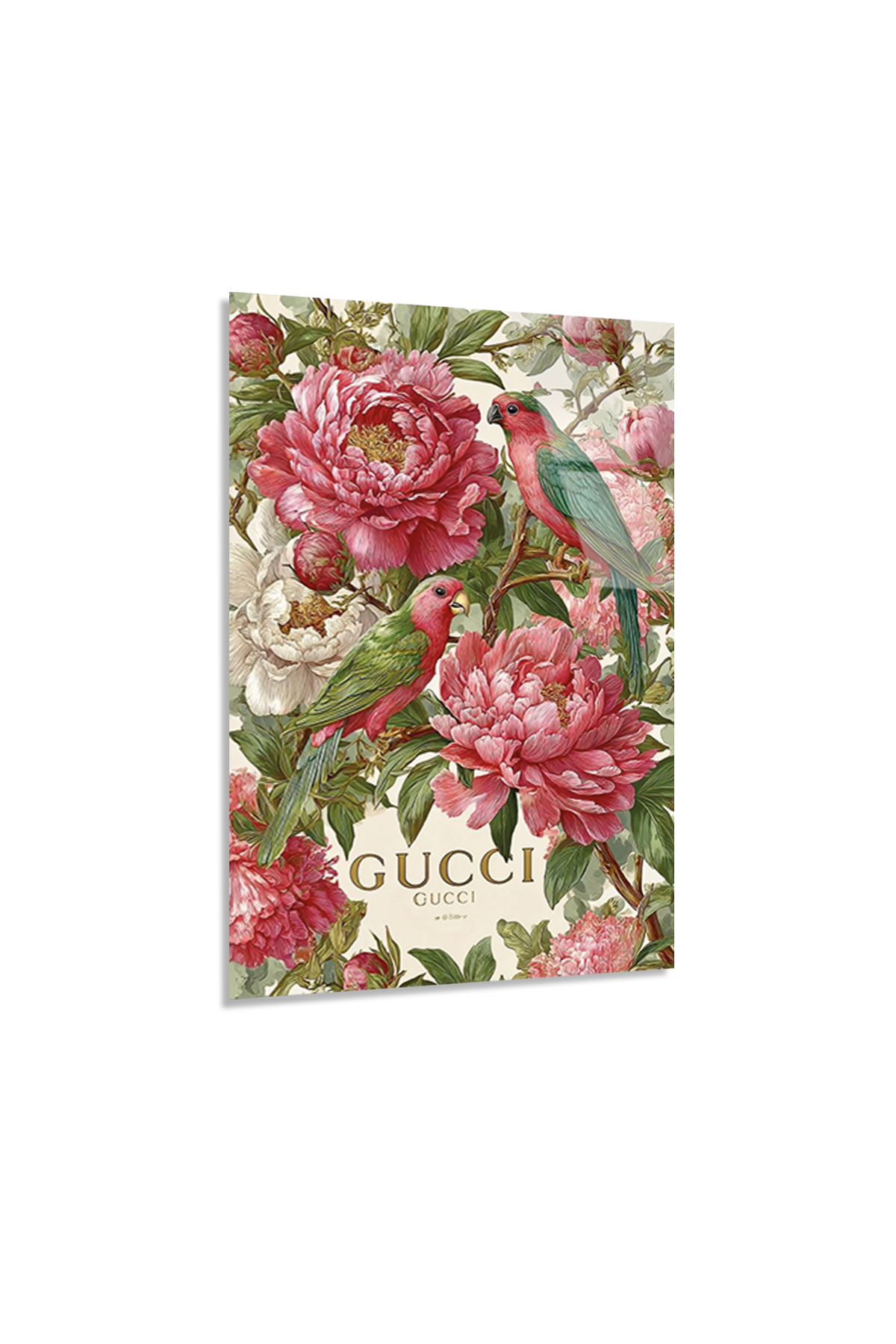 Romantik Pembe Gül Buketi Vintage Cam Tablo | Vitraum