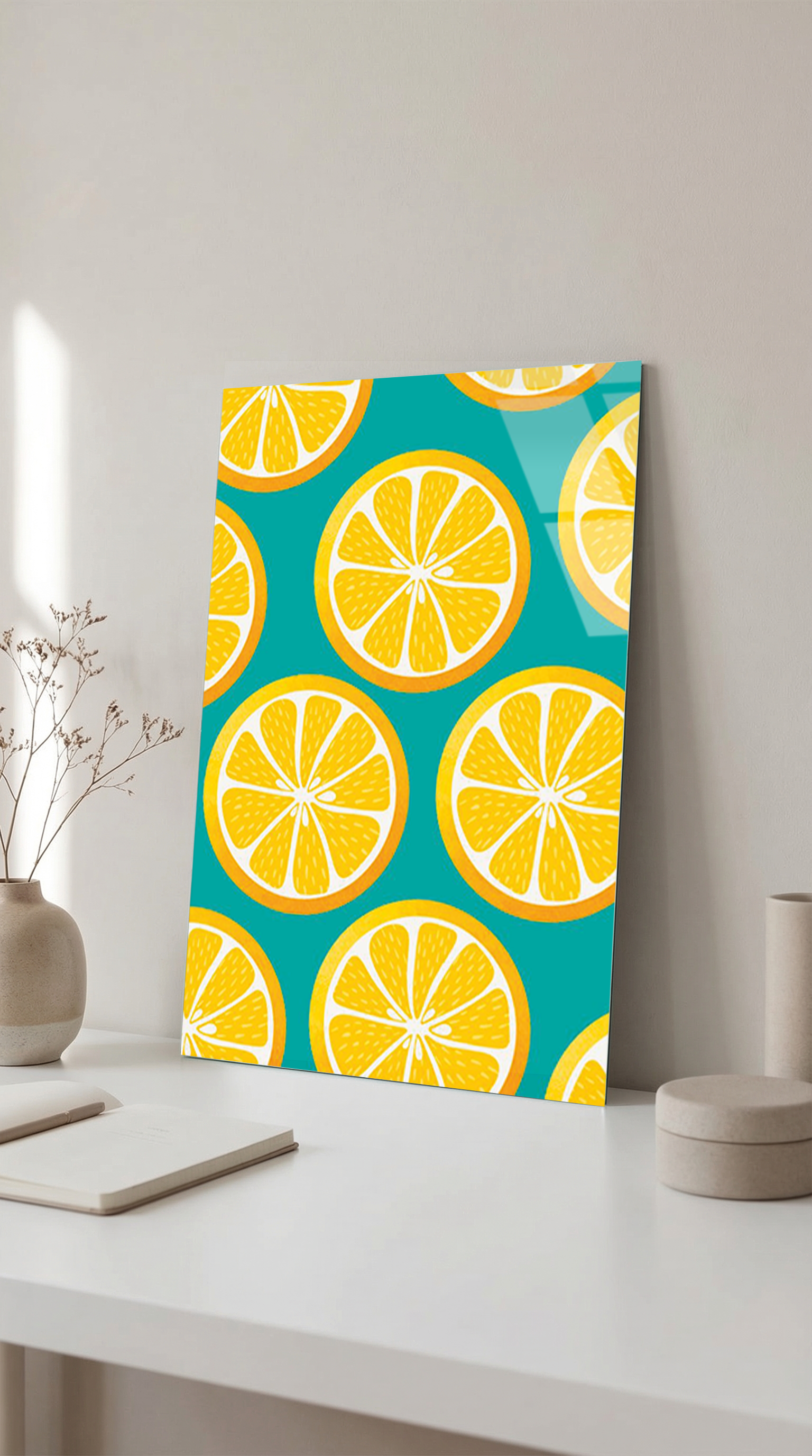 Sarı Limon Dilimli Cam Tablo | Vitraum