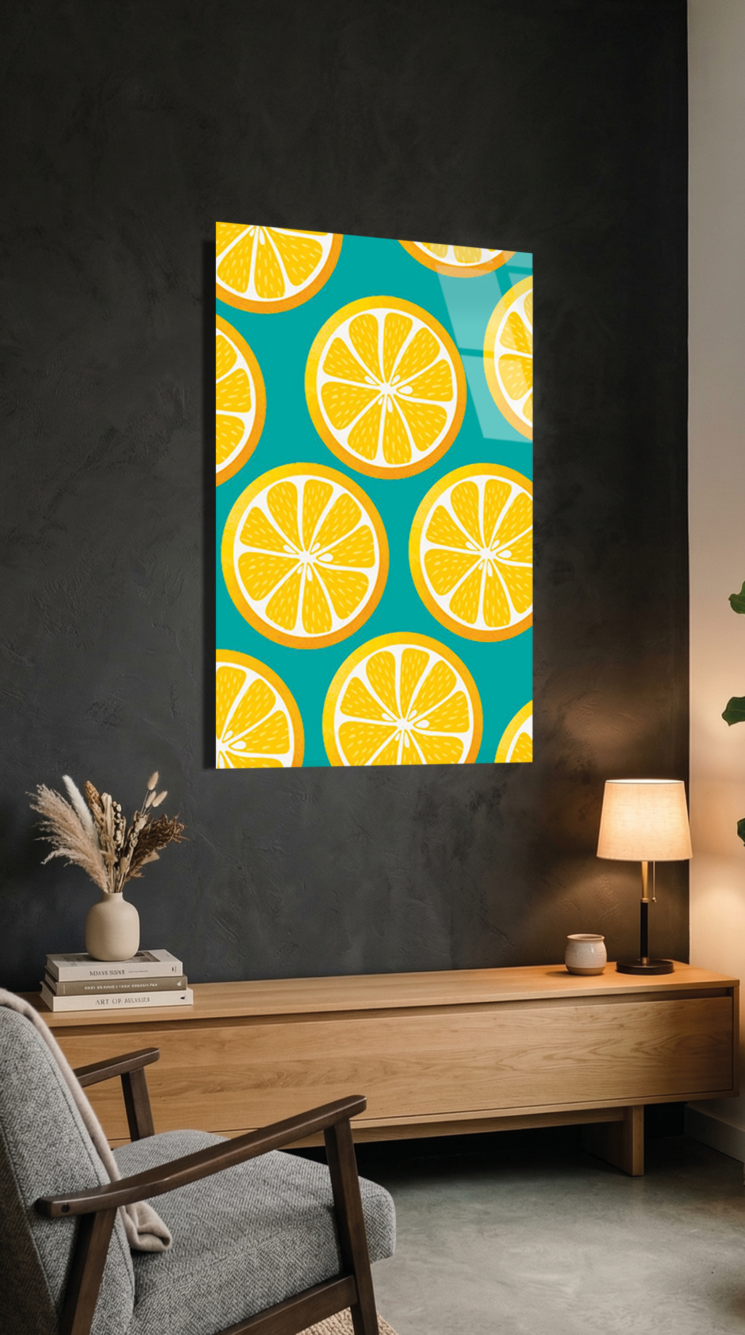 Sarı Limon Dilimli Cam Tablo | Vitraum