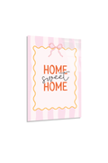 Sarı Pembe Çizgili "Home Sweet Home" Cam Tablo